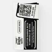 QR Code Company Logo Schwarze Indoor Vinyl Banner (Vertikal)