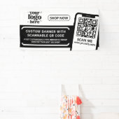 QR Code Company Logo Schwarze Indoor Vinyl Banner (InSitu)