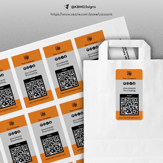 QR Code Company Logo Social Media Label Adressaufkleber