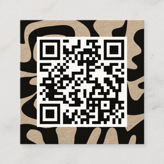 QR Code Cool Moderne, kreative schwarze Öko Kraft Quadratische Visitenkarte (Vorderseite)