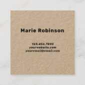 QR Code Cool Moderne, kreative schwarze Öko Kraft Quadratische Visitenkarte (Rückseite)