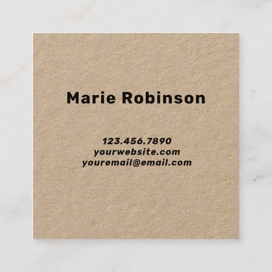 QR Code Cool Moderne, kreative schwarze Öko Kraft Quadratische Visitenkarte (Rückseite)