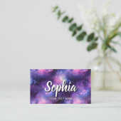 QR Code Cosmic Galaxy Stars Purple Nebula Visitenkarte (Stehend Vorderseite)