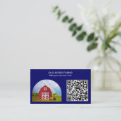 QR-Code Country Farm Red Barn Blue Sky Name Visitenkarte (Stehend Vorderseite)