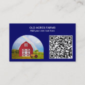 QR-Code Country Farm Red Barn Blue Sky Name Visitenkarte (Vorderseite)