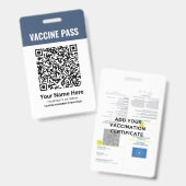 QR Code Covid Vaccine Pass Navy Blue ID Ausweis (Vorder- & Rückseite)