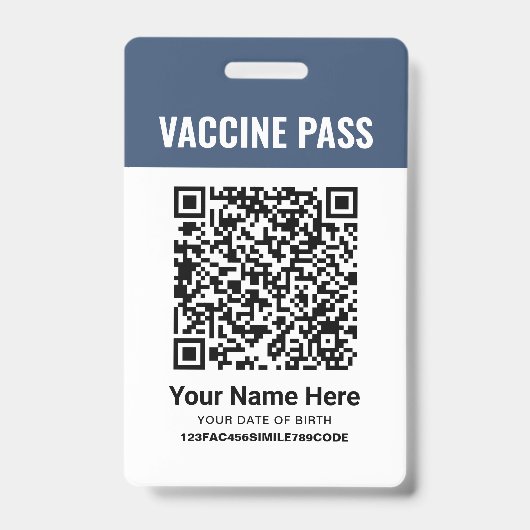 QR Code Covid Vaccine Pass Navy Blue ID Ausweis (Vorderseite)