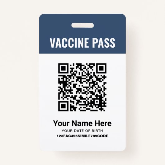 QR Code Covid Vaccine Pass Navy Blue ID Ausweis (Vorderseite)