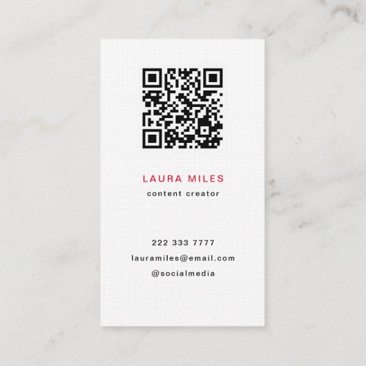 QR Code Creative Contemporary Black Red Circle Visitenkarte (Rückseite)