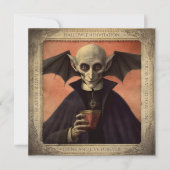 QR Code Creepy Dracula Halloween Einladung (Vorderseite)