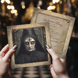QR-Code Creepy Nun Lunatic Asylum Halloween Einladung