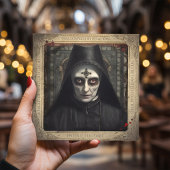 QR-Code Creepy Nun Lunatic Asylum Halloween Einladung