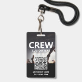 Qr Code Crew Access Pass Custom Event Abzeichen Ausweis (Vorderseite mit Schlüsselband)