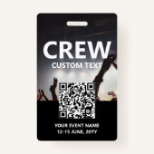 Qr Code Crew Access Pass Custom Event Abzeichen Ausweis (Rückseite)