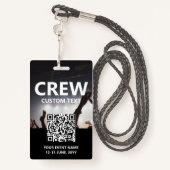 Qr Code Crew Access Pass Custom Event Abzeichen Ausweis (Rückseite mit Schlüsselband)