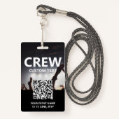 Qr Code Crew Access Pass Custom Event Abzeichen Ausweis (Vorderseite mit Schlüsselband)