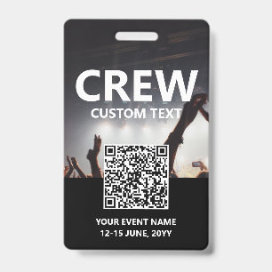 Qr Code Crew Zugangspass Custom Event Abzeichen Ausweis