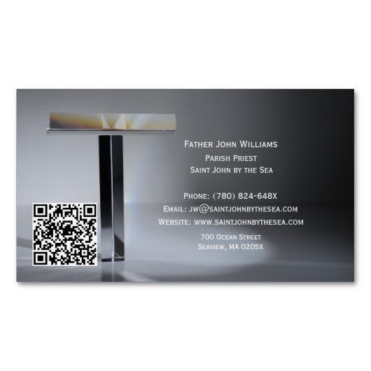 QR Code Cross Priest Business Card Magnet (Vorderseite)