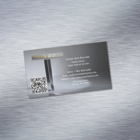 QR Code Cross Priest Business Card Magnet (Beispiel)