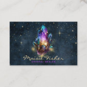 QR Code Crystal Healer Reiki Celestial Stars Visitenkarte (Vorderseite)
