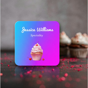 QR-Code Cupcake Bäckerei Koch Lichtgradition Quadratische Visitenkarte