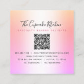 QR-Code Cupcake Bäckerei Koch Rosa Regenbogen Glit Quadratische Visitenkarte (Rückseite)