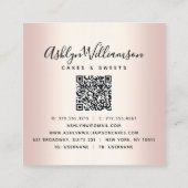 QR-Code Cupcake Rose Gold Baker Koch Glitzer Tropf Quadratische Visitenkarte (Rückseite)