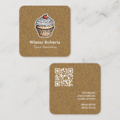 QR-Code cupcake Zuhause bakery chic kraft Quadratische Visitenkarte (Vorne/Hinten)