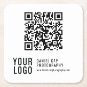 QR Code Custom Logo Coasters Rechteckiger Pappuntersetzer (Vorderseite)