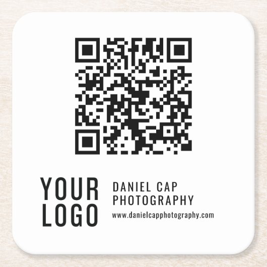 QR Code Custom Logo Coasters Rechteckiger Pappuntersetzer (Vorderseite)