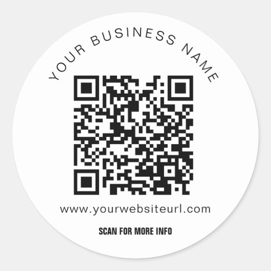 QR Code Custom Logo & Text Marketing Runder Aufkleber (Vorderseite)