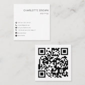 QR-Code Custom Modern White Beruflich Quadratische Visitenkarte (Vorne/Hinten)