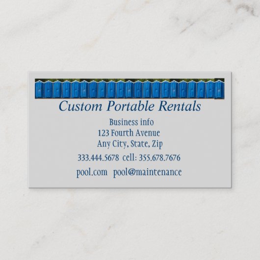 QR Code, Custom Portable Toilet Rentals Visitenkarte (Vorderseite)