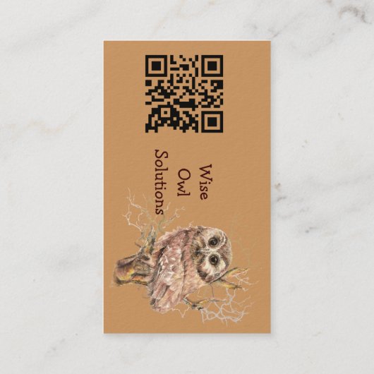 QR Code Custom Wise Owl Solutions Business Card Visitenkarte (Rückseite)