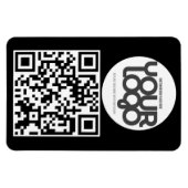 QR Code Customizable Modern Black Business Card Magnet (Horizontal)