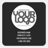 QR Code Customizable Modern Black Business Card Quadratischer Aufkleber (Vorderseite)