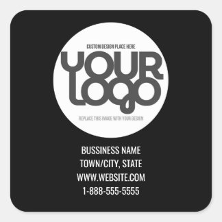 QR Code Customizable Modern Black Business Card Quadratischer Aufkleber