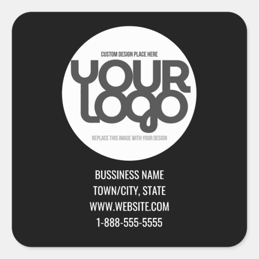 QR Code Customizable Modern Black Business Card Quadratischer Aufkleber (Vorderseite)