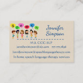 QR Code Cute Kids Cartoon Holding Speech Words Visitenkarte (Vorderseite)