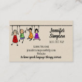 QR Code Cute Kids Cartoon Holding Speech Words Visitenkarte (Vorderseite)