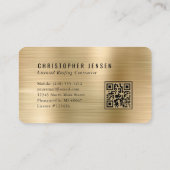 QR-Code Dachdecker Schwarz Gold Metallisch Abgerun Visitenkarte (Rückseite)