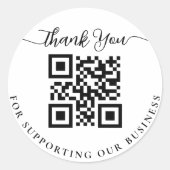 QR-Code danke Ihnen für die Unterstützung unseres  Runder Aufkleber (Vorderseite)