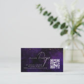 Qr Code Dark Lila Magical Gold Wedding RVSP Begleitkarte (Stehend Vorderseite)