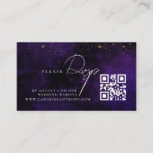 Qr Code Dark Lila Magical Gold Wedding RVSP Begleitkarte (Vorderseite)