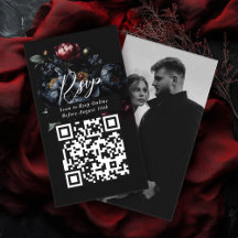 QR Code Dark Moody Peony Gothic Wedding RSVP