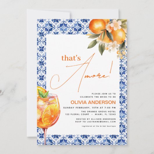 QR-Code, das ist Amore Spritz Brautparty Einladung (Vorderseite)