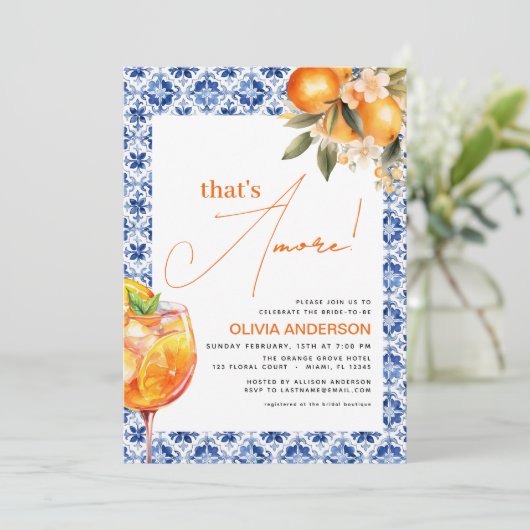 QR-Code, das ist Amore Spritz Brautparty Einladung (Stehend Vorderseite)