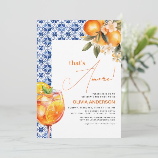 QR-Code, das ist Amore Spritz Brautparty Einladung (Stehend Vorderseite)