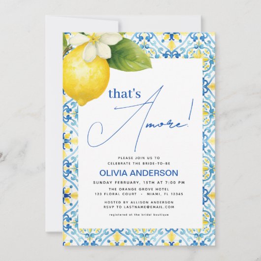 QR-Code, das ist ein italienisches Lemon-Brautpart Einladung (Vorderseite)