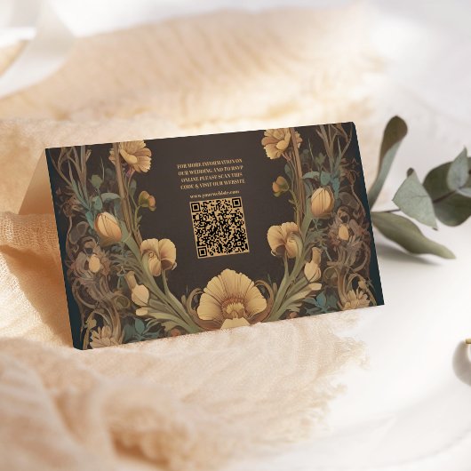 QR Code Decorative florale Jugendstil Hochzeit Begleitkarte